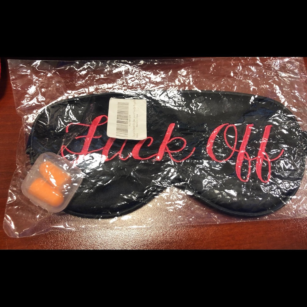 Eye mask and ear plugs saying F@CK OFF! New